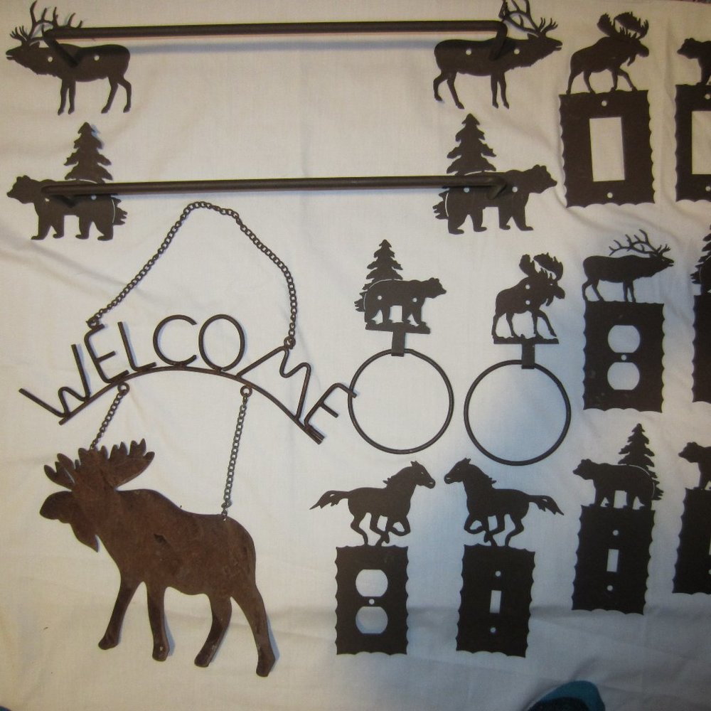 13-PIECE/ANTIQUE WALL METAL/CAST IRON-CUT-OUT-ART -RUSTIC-DECORATION